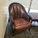 Brown Leather and Wood Antique Style Armchair